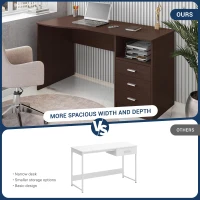 Classic Computer Desk with 3 Drawers and Side Shelf, Modern Contoured Workstation Table for Home Office Studio, 51" L x 23.5" W x 29.5" H, Wenge(m-5)
