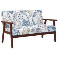 HOMCOM Compact Loveseat Sofa Couch Linen Fabric Double Seat Sofa with Rubber Wood Legs Multicolour(m-9)