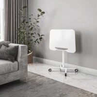 Adjustable Laptop Stand with Top Tilt Control Lever, Mobile Laptop Table for Bedrooms and Living Rooms, 27.5″ L x 18″ W x 30″ H, White(m-5)