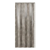 Sleek Foldable Accordion Door with Double-Walled Panels, Space-Saving Interior PVC Sliding Door for Bedroom and Closet, 36" L x 1" W x 80" H, Taupe(m-2)