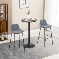 HOMCOM 29.5" Bar Stools Set of 2, Upholstered Extra Tall Barstools, Armless Bar Chairs with Back, Steel Legs, Grey(m-10)