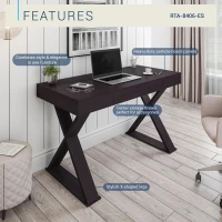 Trendy Writing Desk with Center Storage Drawer and X-Shaped Legs, Modern Home Office Computer Desk for Workspace, 47" L x 22" W x 30" H, Espresso(m-4)