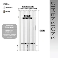 Sleek Foldable Accordion Door with Double-Walled Panels, Space-Saving Interior PVC Sliding Door for Bedroom and Closet, 36" L x 1" W x 80" H, White Oak(m-3)