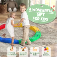 Qaba 8PCs Kids Balance Beam Stepping Stones w/ Non-slip Foot Pads(m-5)