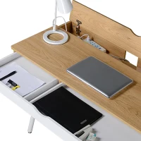 Modern Computer Desk with Accessory-Storage Compartment, Ideal Laptop Table for Bedrooms and Study Rooms, 45" L x 21.5" W x 30" H, Brown(m-5)