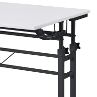 Mobile Writing Desk with Height Adjustment and Headphone Hook, Compact Worktable for Offices and Study Rooms, 35″ L x 23.5″ W x 28″ H, White(m-6)