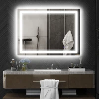 HOMCOM Dimmable Bathroom Mirror with Lights, 47" x 35" Backlit/Front Lit LED Mirror, Anti-Fog, Memory, Infinite Color Temp(m-2)