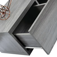 Modern Asymmetrical TV Stand with Expandable Sliding Frame, Adjustable Media Storage Cabinet for Living Room, 53'' L x 15'' W x 18'' H, Gray(m-6)