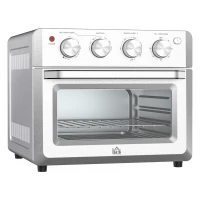 HOMCOM 7-in-1 Toaster Oven, 21 Qt 4-Slice Convection Oven with Warm, Broil, Toast, Bake Air Fryer Setting 60min Timer, Adjustable Thermostat, 3 Crust Shades, and 4 Accessories 1550W for Countertop(m-23)