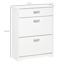 HOMCOM 3-Drawer Shoe Cabinet Modern Storage Rack with 2 Flip Doors Adjustable Shelf Freestanding Organizer for Hallway Holds 16 Pairs Shoe White(m-3)