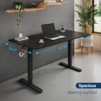 Sleek Electric Standing Desk with Memory Presets and Hooks, Height Adjustable Sit to Stand Computer Desk for Home Office, 47.5'' L x 23.5'' W x 28'' H, Black(m-7)