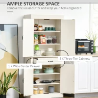 HOMCOM 71" Freestanding Kitchen Pantry Cabinet, Tall Storage Cabinet with 4 Doors and Drawer for Dining Room, Ivory(m-4)