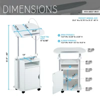 Practical Laptop Cart with Adjustable Tilting Panel, Mobile Workstation for Home Offices, Classrooms, or Bedside, 23.5″ L x 15.5″ W x 31.5″ H, White(m-3)