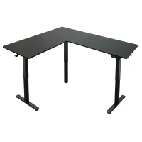 Sleek L-Shaped Standing Desk with 3 Memory Presets and Hooks, Height Adjustable Electric Computer Desk for Home Office, 63'' L x 55'' W x 28'' H, Black(m-12)
