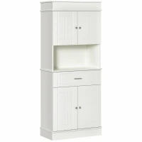 HOMCOM Freestanding Pantry Cabinet, 72" Kitchen Buffet with Utility Drawer, 2 Door Cabinets, White Wood Grain(m-1)