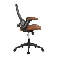 Breathable Task Chair with Adjustable Arms and Uphostered Seat Cushion, Ergonomic Office Chair for Workstations, 25" L x 25" W x 34" H, Brown(m-11)