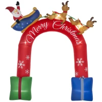 Outsunny 9ft Christmas Inflatables Outdoor Decorations Arch with Santa Claus Riding a Sled, Blow-Up LED Yard Christmas Decor for Garden, Lawn, Party(m-1)