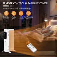 HOMCOM 24.75" Electric Space Heater, Freestanding 161 Sq. Ft. Heater with 3 Modes, Timer, and Remote, 1500 W, White(m-7)