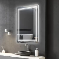 kleankin 32" x 24" LED Bathroom Mirror, Lighted Vanity Mirror, Wall Mounted with Smart Touch Button, Horizontally and Vertically, Waterproof, Plug-in, Silver(m-2)