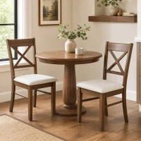 HOMCOM Dining Chairs Set of 2, Upholstered Kitchen Chairs with Rubberwood Frame, Padded Seat and X-Back, Walnut(m-8)