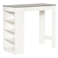 HOMCOM Bar Table, High Top Pub Table with 4 Storage Shelves, Modern Bar Height Table for Home Bar, Kitchen, Grey(m-2)