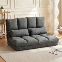 HOMCOM Convertible Recliner Sofa, Folding Floor Sofa Chair with Adjustable Backrest and Headrest, Dark Gray(m-2)