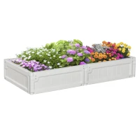 Outsunny 48" x 24" Raised Garden Bed Kit, Divisible Planting Box DIY Garden Elevated Planter for Outdoor & Indoor Backyard, Wood Imitating Grain, Easy Assembly, with 6 Stakes, White(m-1)