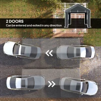 Outsunny 10' x 20' Carport, Heavy Duty Portable Garage with 6 Mesh Windows and Door, Dark Grey(m-6)