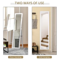 HOMCOM Full Length Glass Mirror, Freestanding or Wall Mounted Dress Mirror for Bedroom, Living Room, Bathroom, White(m-5)