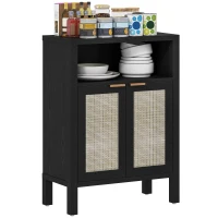 HOMCOM Sideboard Buffet Cabinet with Storage, Modern Accent Cabinet with Adjustable Shelf, Coffee Bar Cabinet, Distressed Black(m-11)