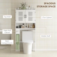 HOMCOM Over The Toilet Storage Shelf, Bathroom Organizer with Adjustable Shelf, Toilet Paper Holder for Bathroom, Laundry(m-4)