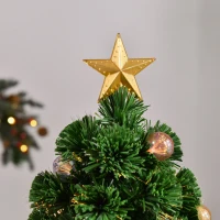 HOMCOM 3 FT Pre-Lit Artificial Table Christmas Tree, Fiber Optic Holiday Home Xmas Indoor Decoration with Golden Stand, Green(m-12)