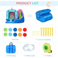 Outsunny 5-in-1 Inflatable Water Slide, Narwhal Theme Bounce House with Climbing Wall, Water Cannon, Water Pool, Trampoline, Repair Patch and 450W Air Blower(m-8)