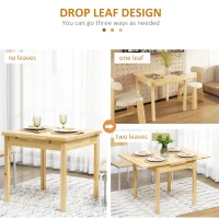 HOMCOM Folding Dining Table with Pine Wood Frame, Drop Leaf Tables for Small Spaces, Foldable Kitchen Table for Dining Room, Natural(m-5)