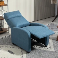 HOMCOM Fabric Recliner Chair Manual Home Theater Seating Single Reclining Sofa Chair with Padded Seat for Living Room, Blue(m-7)