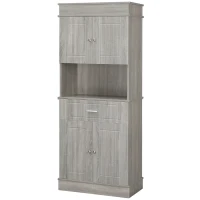 HOMCOM Freestanding Pantry Cabinet, 72" Kitchen Buffet with Utility Drawer, 2 Door Cabinets, Gray Wood Grain(m-10)