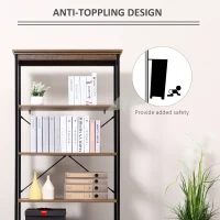 HOMCOM 4-Tier Industrial Modern Style Open Standing Bookshelf Organizer Storage Rack for Living Room, Bedroom, Brown / Black(m-7)