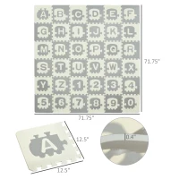 Qaba Kids Foam Puzzle Number and Letter Baby Alphabet Play Mat Learning Toy with Puzzle Pieces Inside Each Interlocking Tile, 35 Sq. Ft.(m-3)
