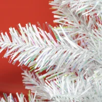 HOMCOM 5' Prelit Christmas Tree, Pencil Artificial Christmas Tree with Colorful Surface Branches, Colorful LED Lights, White(m-9)