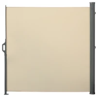 Outsunny 10' Retractable Folding Patio Privacy Side Awning with 50+ UV Protection, 2 Wall Brackets, & Polyester, White(m-1)