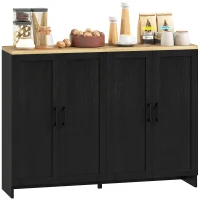 HOMCOM Modern Sideboard Buffet Cabinet, Modern Kitchen Storage Cabinet with 4 Doors Adjustable Shelves, for Dining Room, Black(m-9)