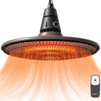 Outsunny 1500W Electric Patio Heater, IP65 Hanging Infrared Carbon Fiber Tube Outdoor Heater with Remote Control, Brown(m-11)