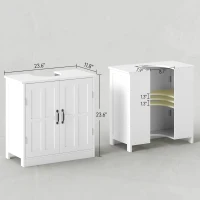 kleankin Bathroom Sink Cabinet, Pedestal Sink Cabinet with Adjustable Shelf, White(m-3)