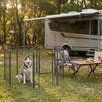 PawHut Large Dog Playpen Indoor Outdoor Foldable Pet Pen with Lockable Door and Ground Stakes for Large Dogs, Black(m-10)