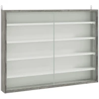 HOMCOM 5-Tier Display Cabinet, Shot Glass Display Case, Glass Curio Cabinet with 2 Glass Doors and 4 Adjustable Shelves, White(m-9)