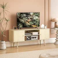 HOMCOM TV Stand Cabinet for TVs up to 55 Inches, Entertainment Unit with Storage Shelves and Wood Legs for Living Room(m-8)