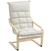 HOMCOM Modern Armchair, Upholstered Accent Chair with Curved Leg and Arm, Leisure Lounge Chair for Living Room, Cream White(m-9)