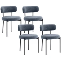 HOMCOM Round Modern Upholstered Kitchen Chairs, Boucle Dining Chairs Set of 4 with Curved Backrest and Thick Cushion, Gray(m-11)