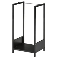 Outsunny Firewood Rack, Log Holder for Fireplace, Outdoor Indoor Wood Storage Stacker, 15.4" x 13.8" x 29.9", Black(m-11)