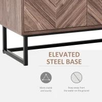 HOMCOM Sideboard Buffet Cabinet, Chevron Double Door Kitchen Cabinet, Accent Cabinet with Adjustable Shelf, Walnut(m-5)